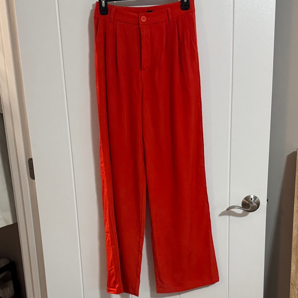 Vibrant Red High-Waisted Pants
